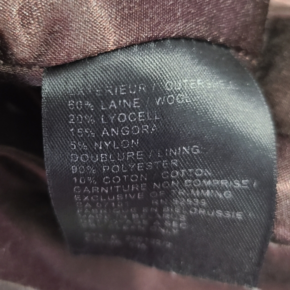 Jones New York brown angora & wool blend vintage long line pea coat, size 16 1/2 - Picture 10 of 12